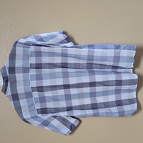 Perry Ellis Xl Gray Plaid Linen  Shirt - Picture 6 of 6